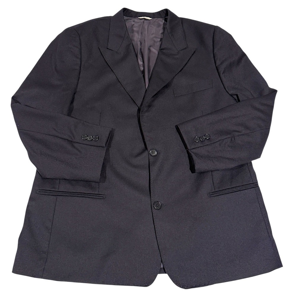 Everett Hall Navy Blue Blazer Loro Piana Super 130s Wool Made in Italy Mens 46R